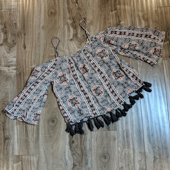 ❄️ 3/$25 AEO Boho Drop Shoulder Floral Mandala Top